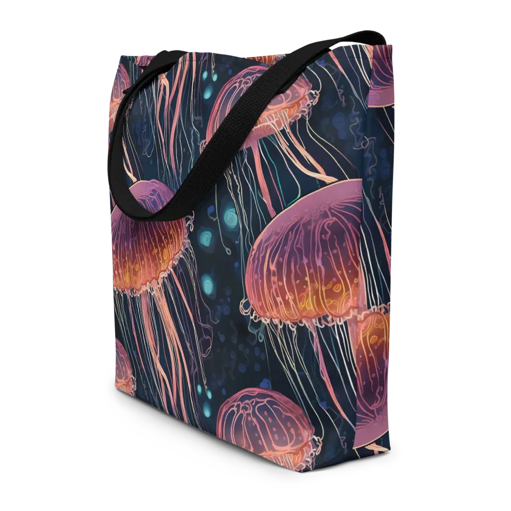 Jellyfish Nocturne on Large Tote Bag W/ Pocket — Front