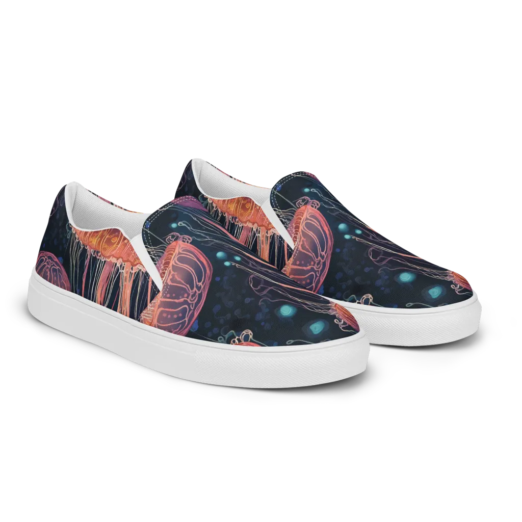 Jellyfish Nocturne on Women's Slip-On Canvas Shoes — Right Front