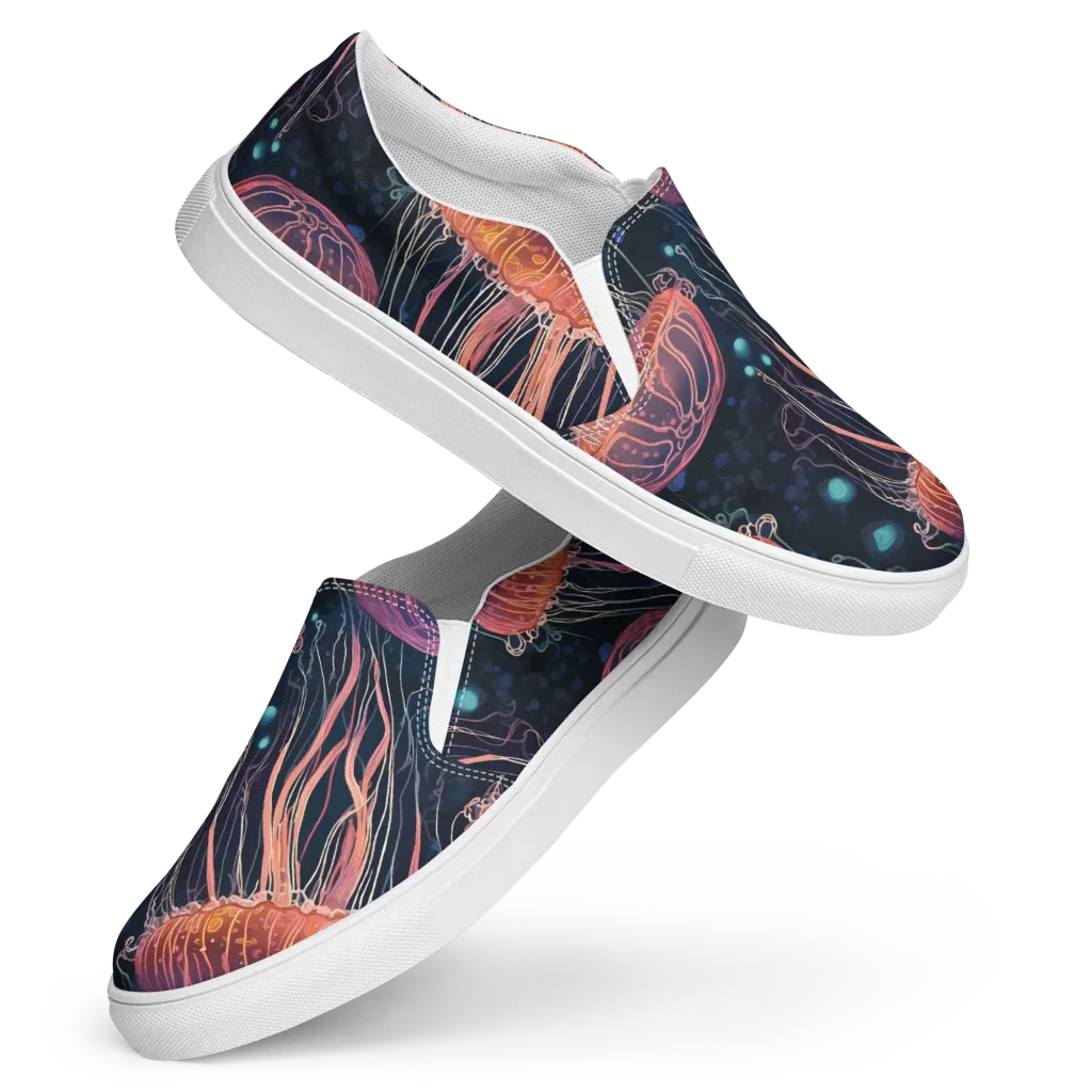 Jellyfish Nocturne on Women's Slip-On Canvas Shoes — Front
