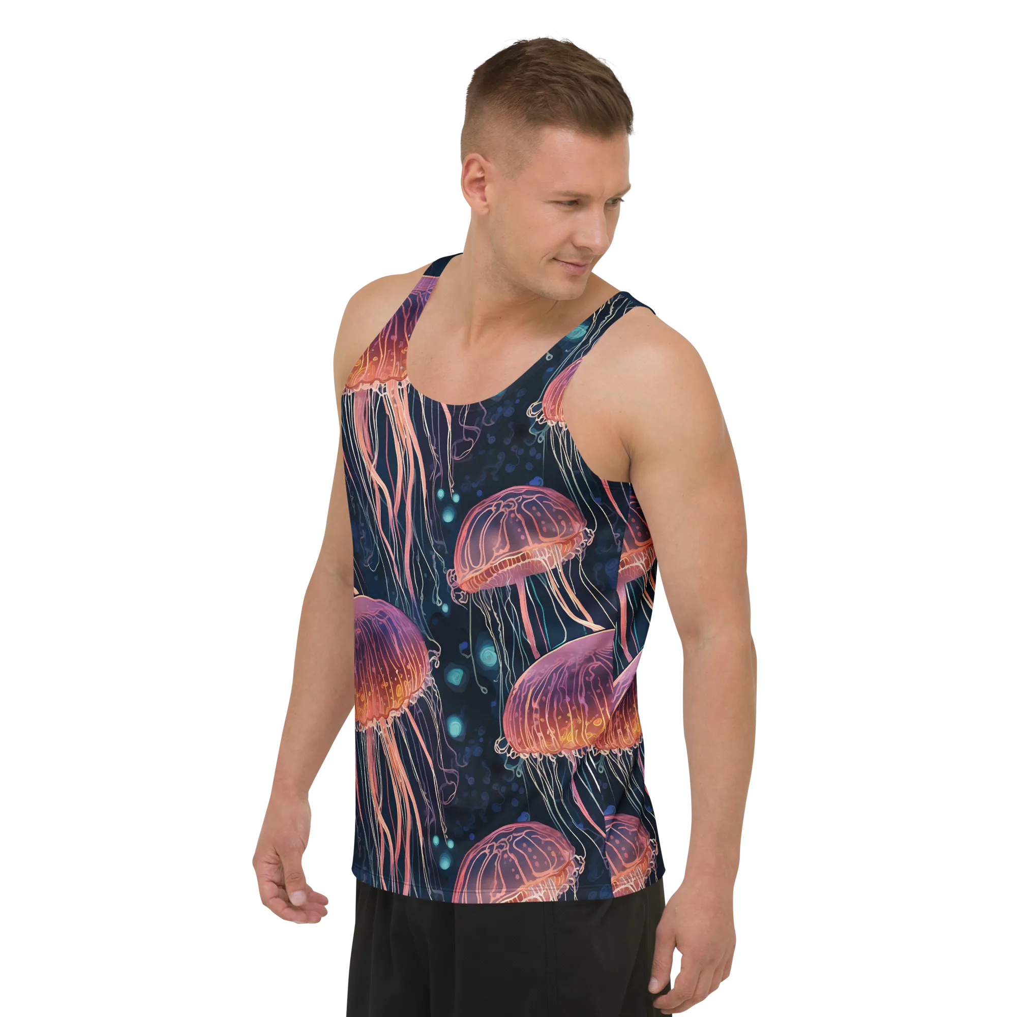 Jellyfish Nocturne on Men's Tank Top — Left Front