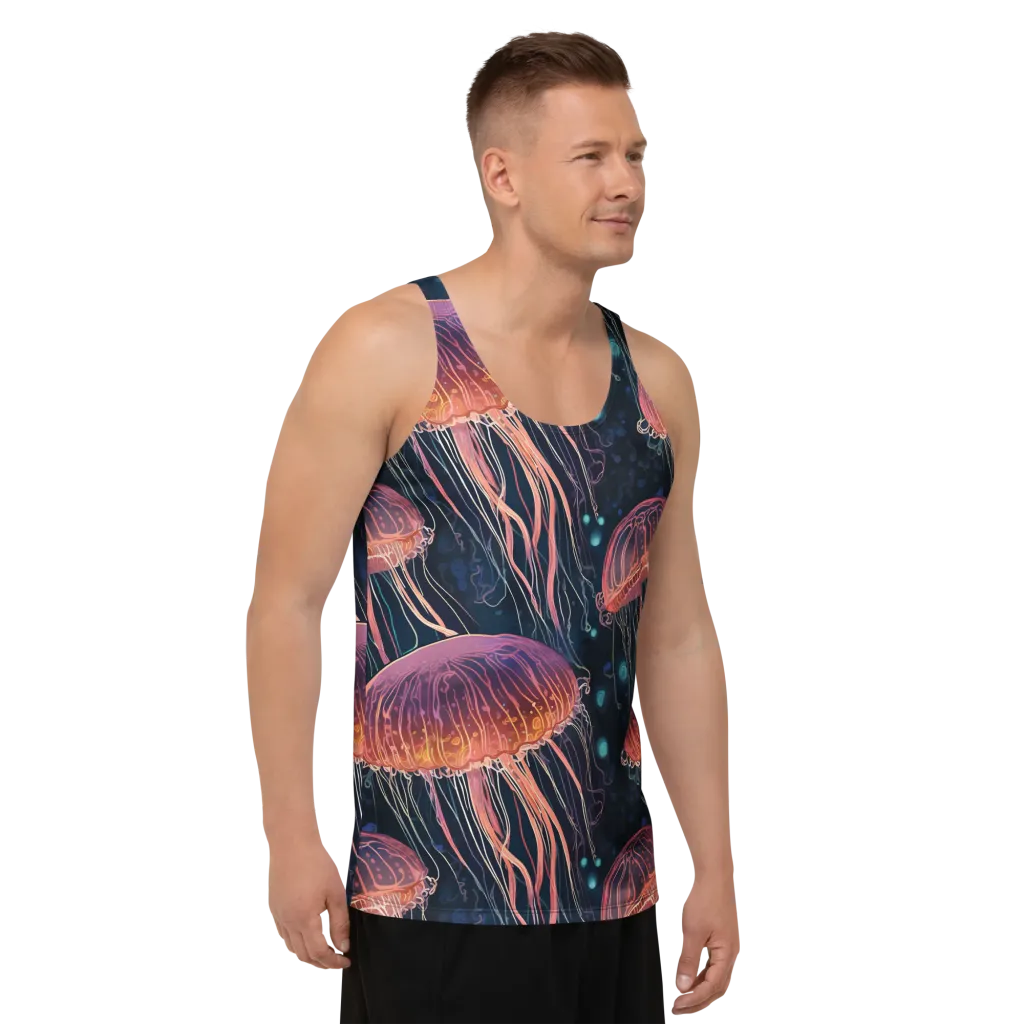 Jellyfish Nocturne on Men's Tank Top — Right Front