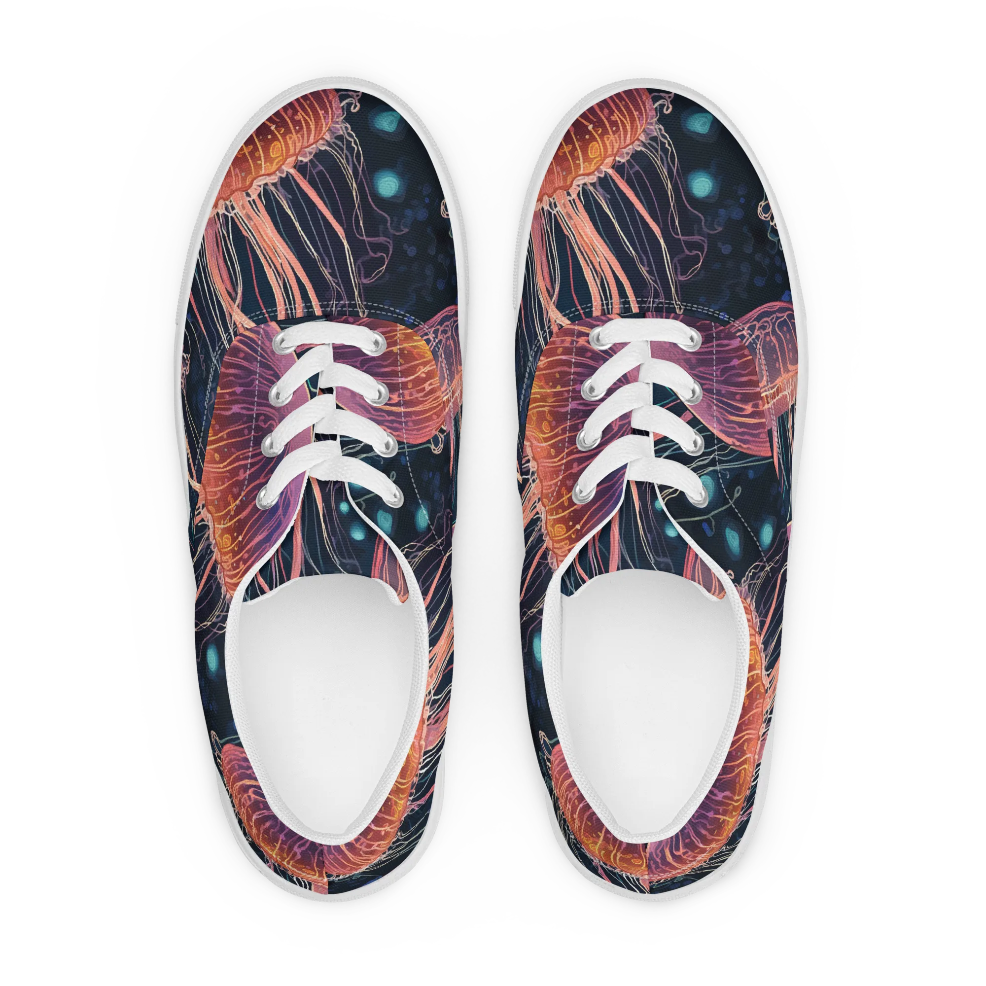 Jellyfish Nocturne on Men's Lace-Up Canvas Shoes — Front