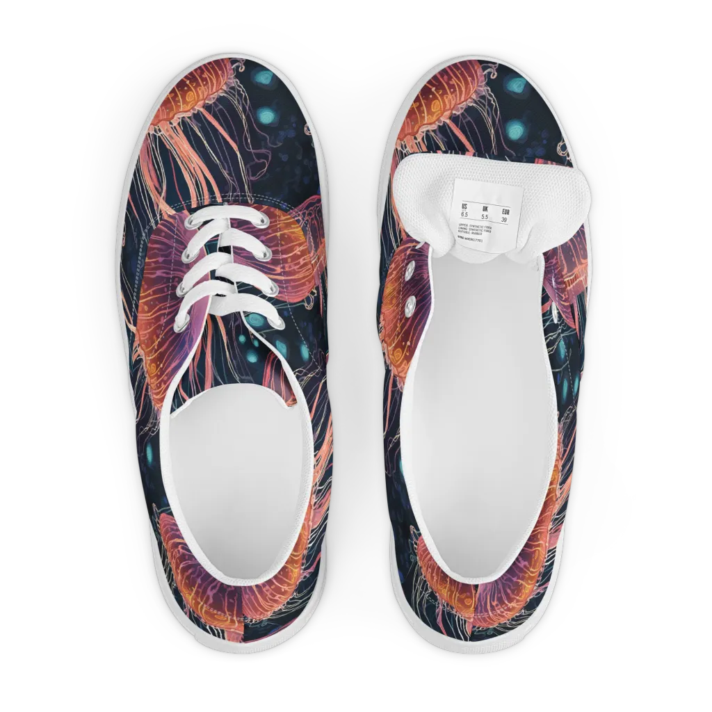 Jellyfish Nocturne on Men's Lace-Up Canvas Shoes — Front