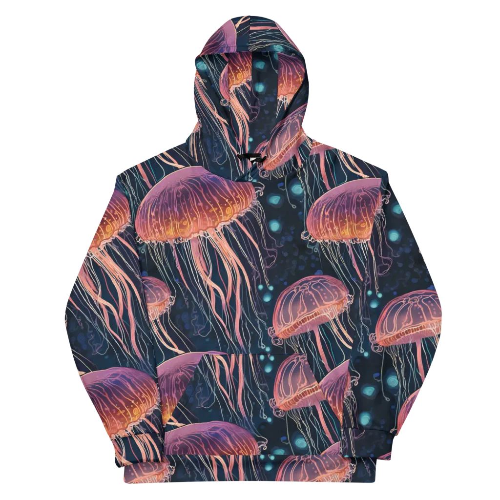 Jellyfish Nocturne on Cotton Hoodie — Front
