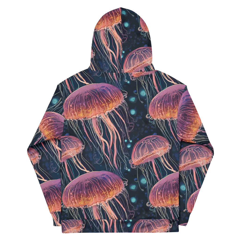 Jellyfish Nocturne on Cotton Hoodie — Back