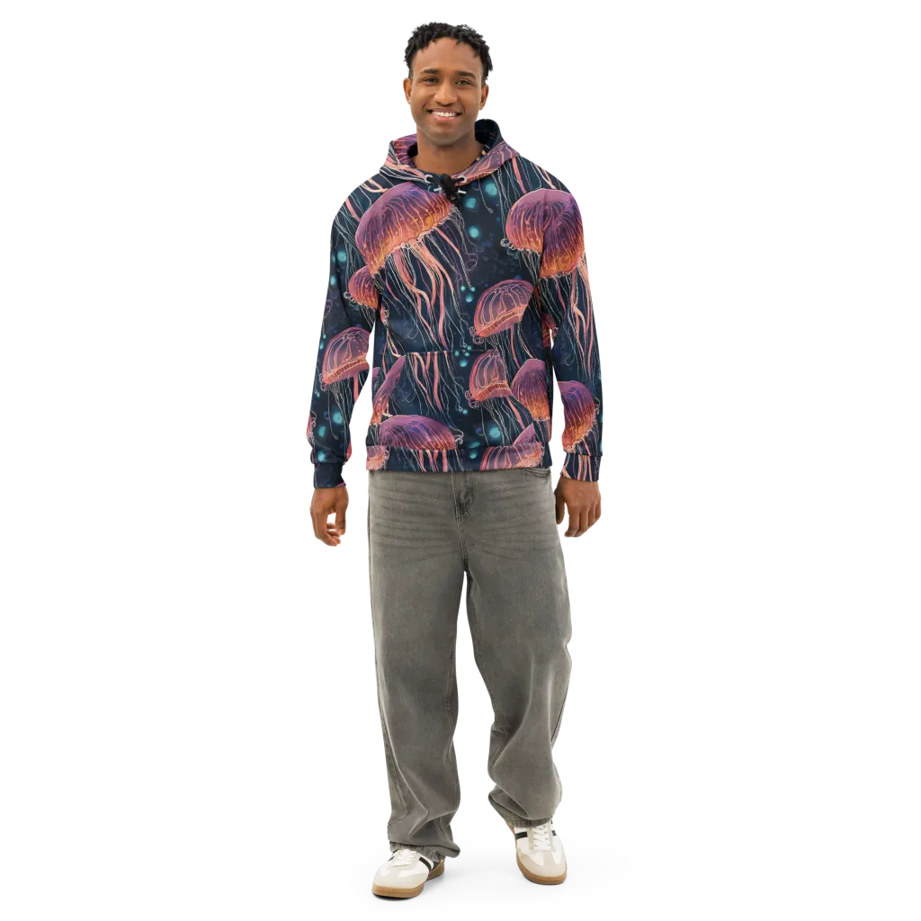 Jellyfish Nocturne on Cotton Hoodie — Front
