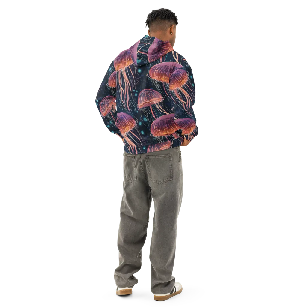 Jellyfish Nocturne on Cotton Hoodie — Back