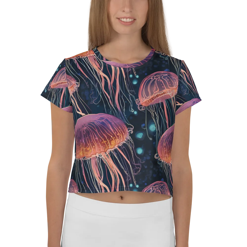 Jellyfish Nocturne on Crop Tee — Front