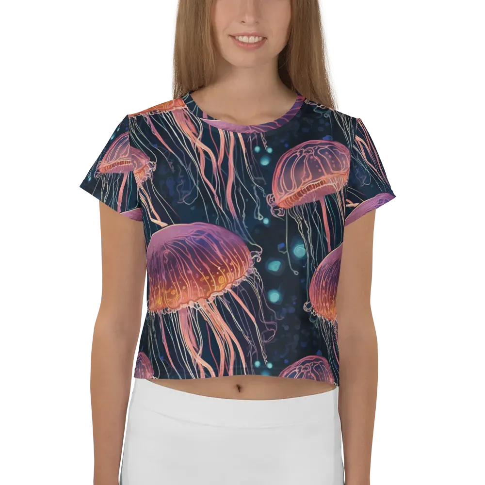 Jellyfish Nocturne on Crop Tee — Front