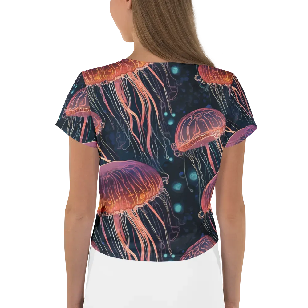 Jellyfish Nocturne on Crop Tee — Back