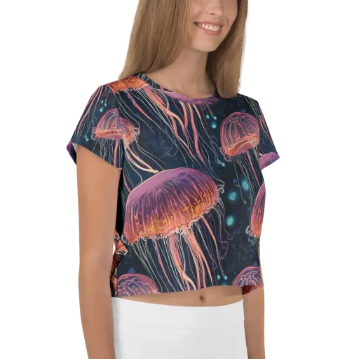 Jellyfish Nocturne on a Crop Tee