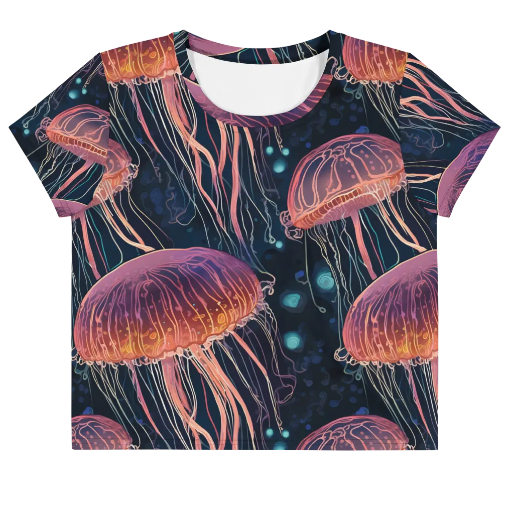 Jellyfish Nocturne on Crop Tee — Front