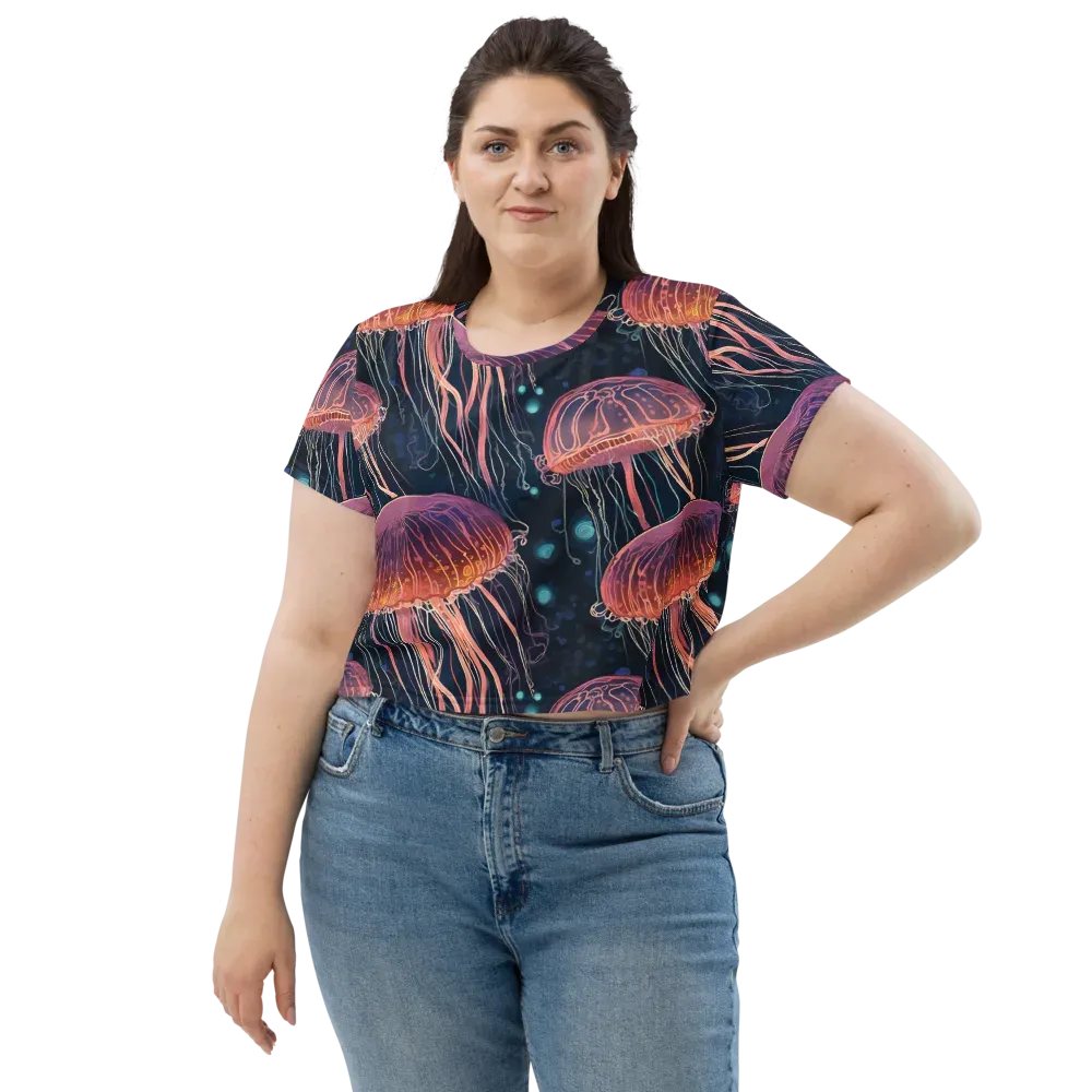 Jellyfish Nocturne on Crop Tee — Front