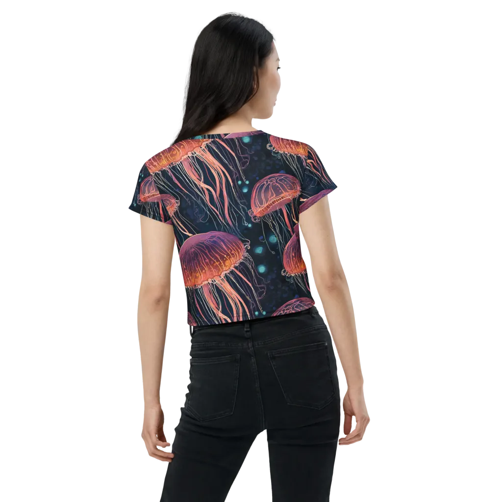 Jellyfish Nocturne on Crop Tee — Back