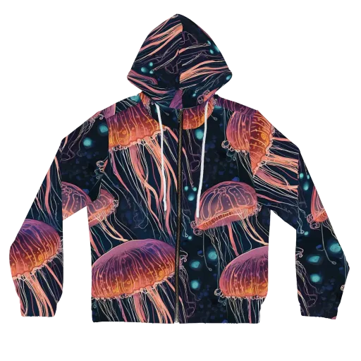 Jellyfish Nocturne on a Women's Full-Zip Hoodie