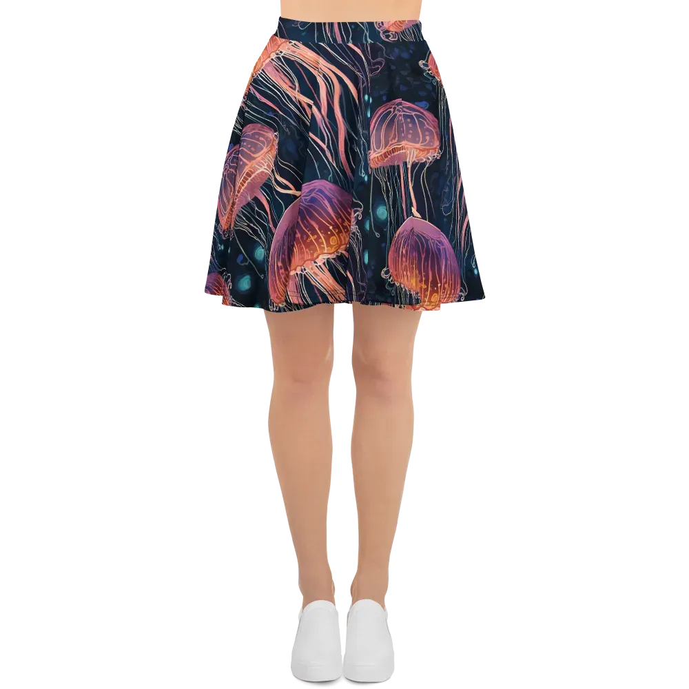 Jellyfish Nocturne on Skater Skirt — Front