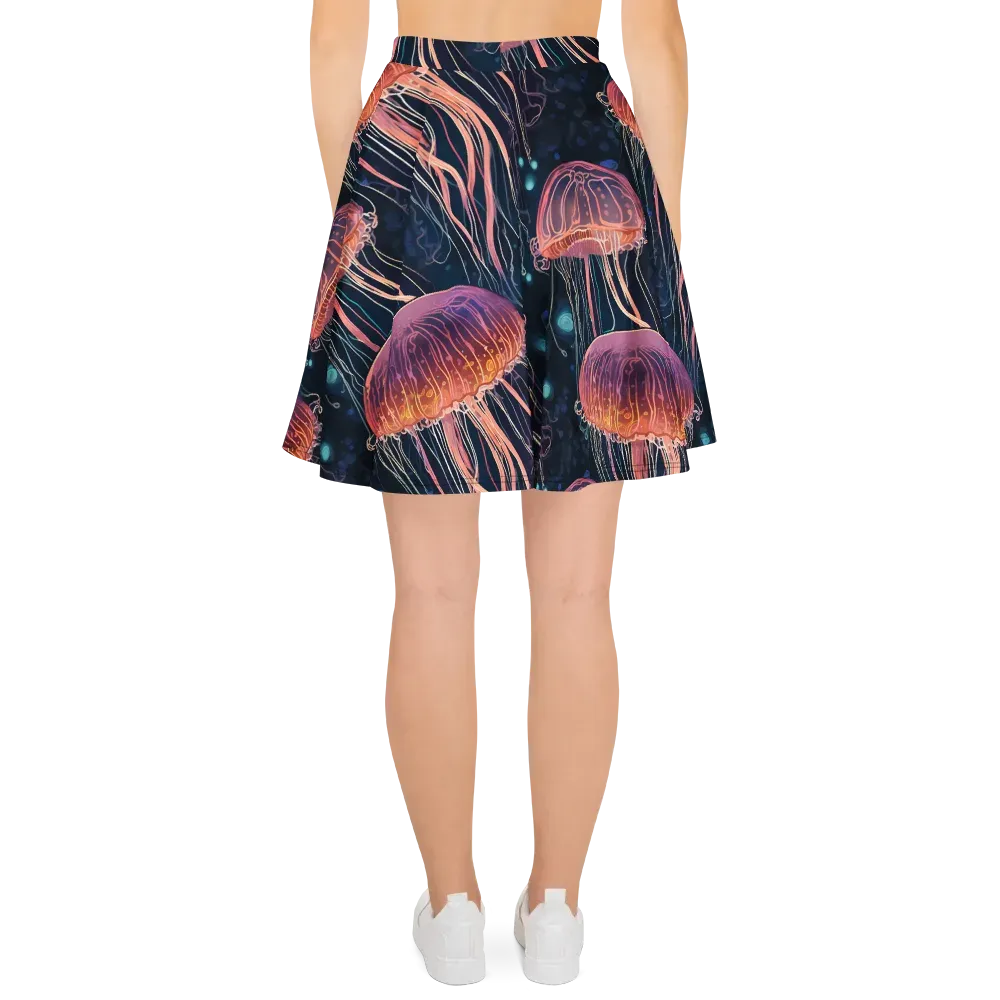 Jellyfish Nocturne on Skater Skirt — Back
