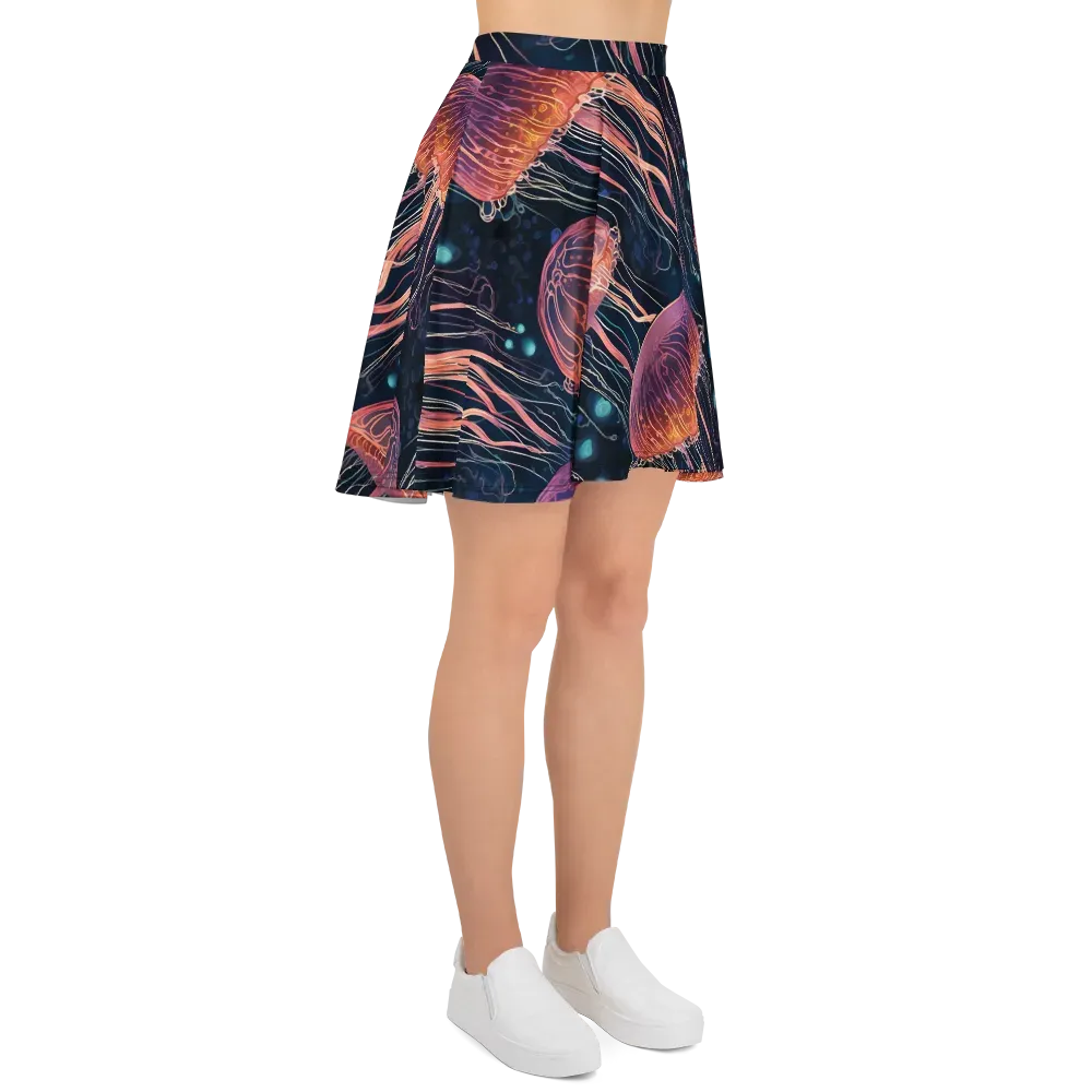 Jellyfish Nocturne on Skater Skirt — Right