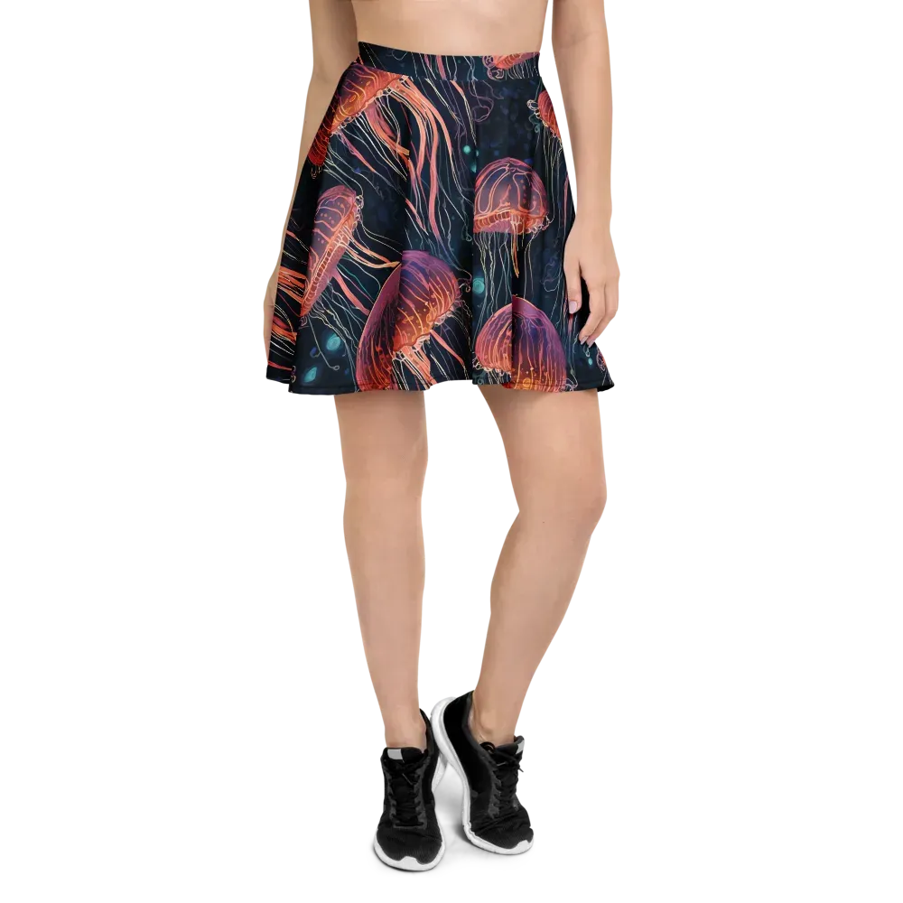 Jellyfish Nocturne on Skater Skirt — Front