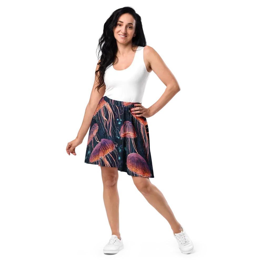 Jellyfish Nocturne on Skater Skirt — Front
