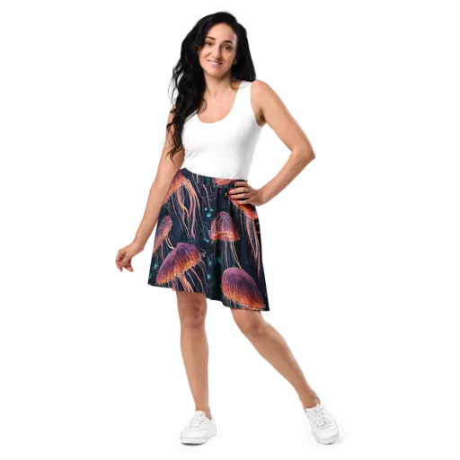 Jellyfish Nocturne on a Skater Skirt