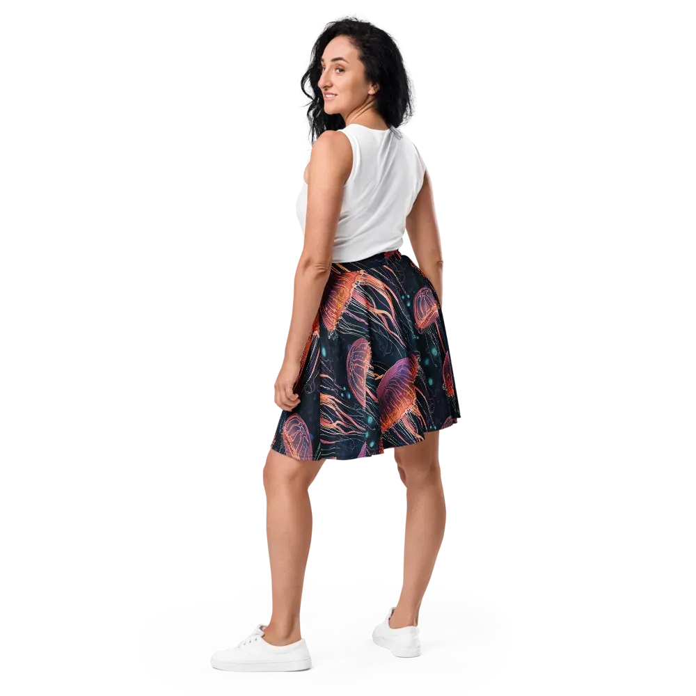 Jellyfish Nocturne on Skater Skirt — Back