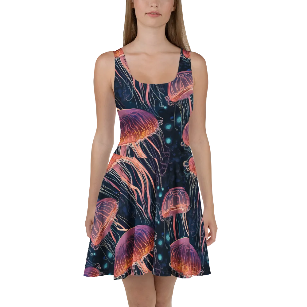 Jellyfish Nocturne on Skater Dress — Front