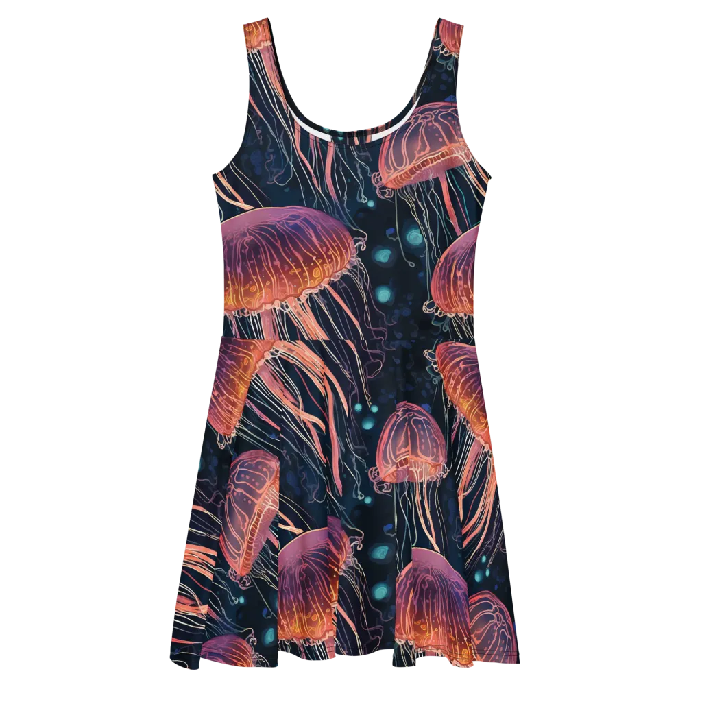 Jellyfish Nocturne on Skater Dress — Front