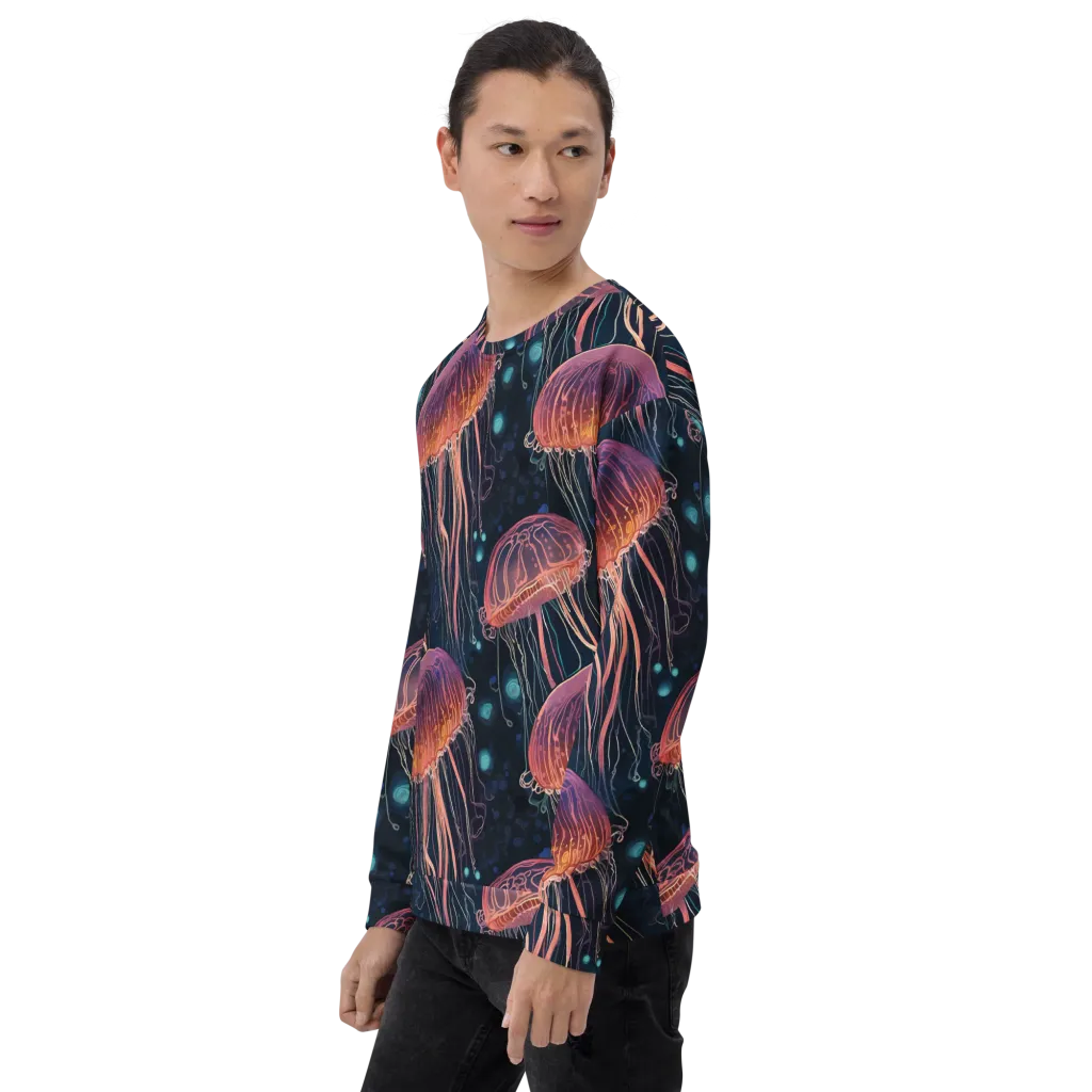Jellyfish Nocturne on Sweatshirt — Left Front