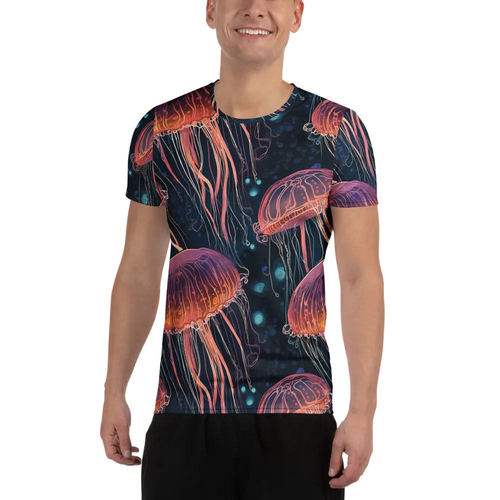 Jellyfish Nocturne on Men's Athletic T-Shirt — Front