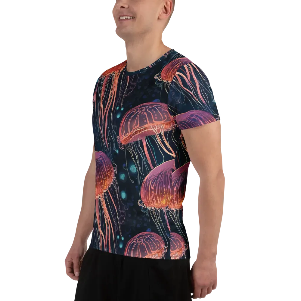 Jellyfish Nocturne on Men's Athletic T-Shirt — Left