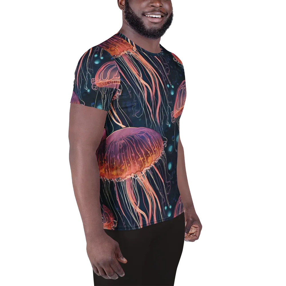 Jellyfish Nocturne on Men's Athletic T-Shirt — Right