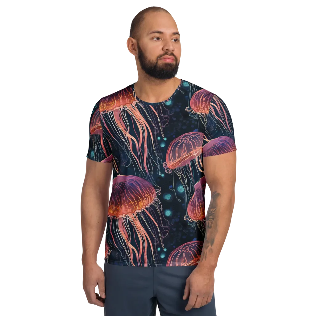 Jellyfish Nocturne on Men's Athletic T-Shirt — Front