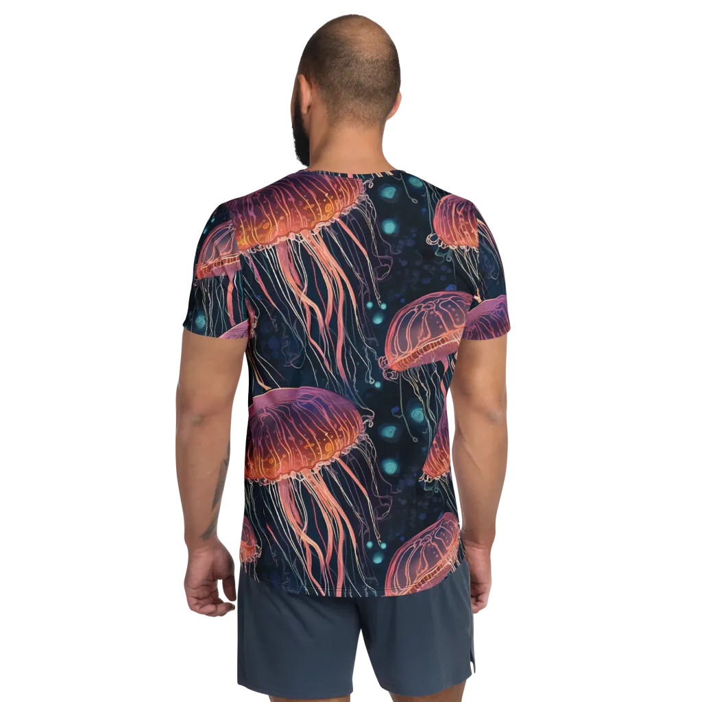 Jellyfish Nocturne on Men's Athletic T-Shirt — Back