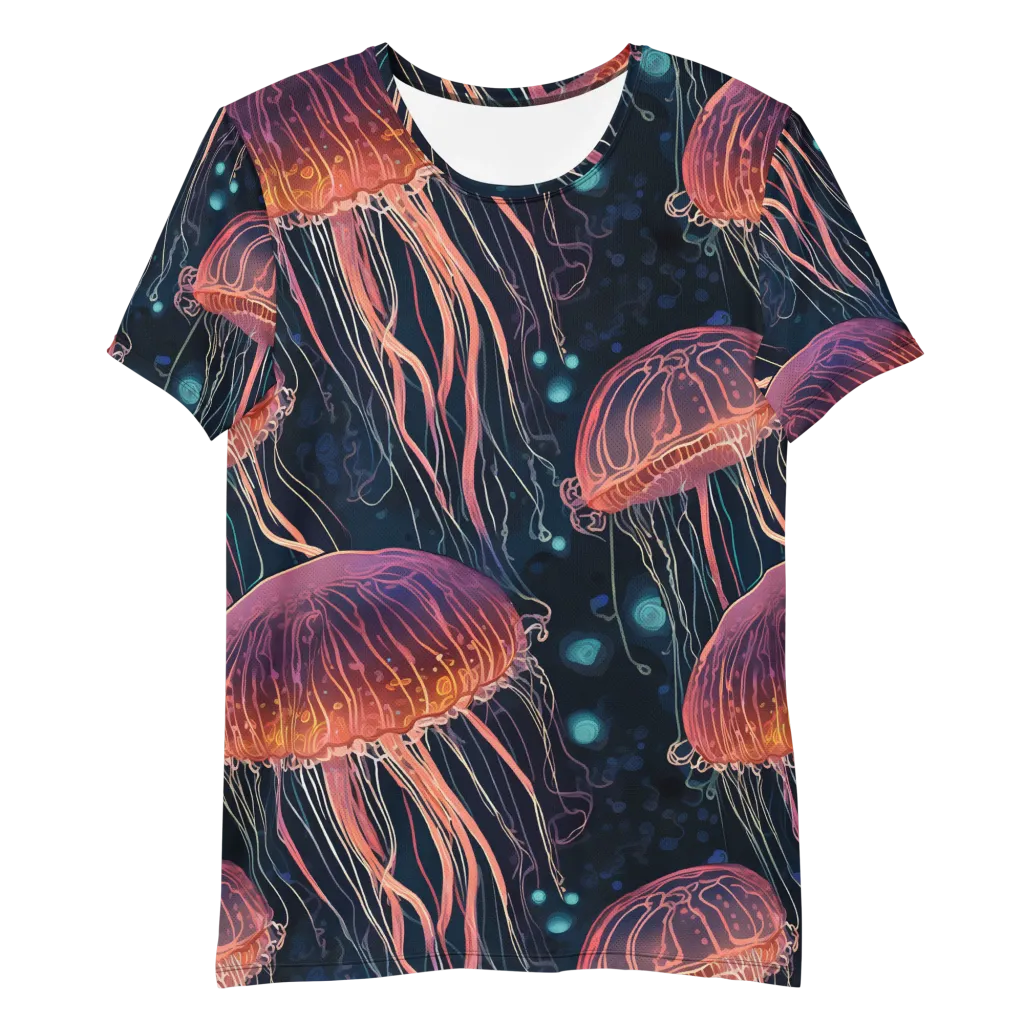 Jellyfish Nocturne on Men's Athletic T-Shirt — Front