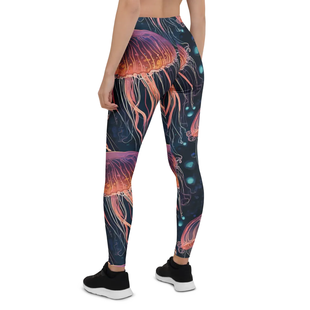 Jellyfish Nocturne on Leggings — Back