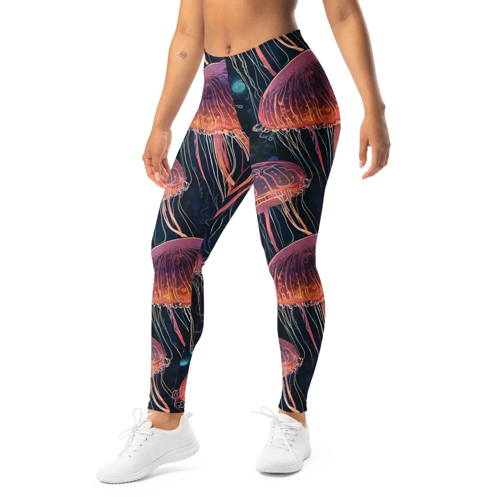 Jellyfish Nocturne on Leggings — Left Front