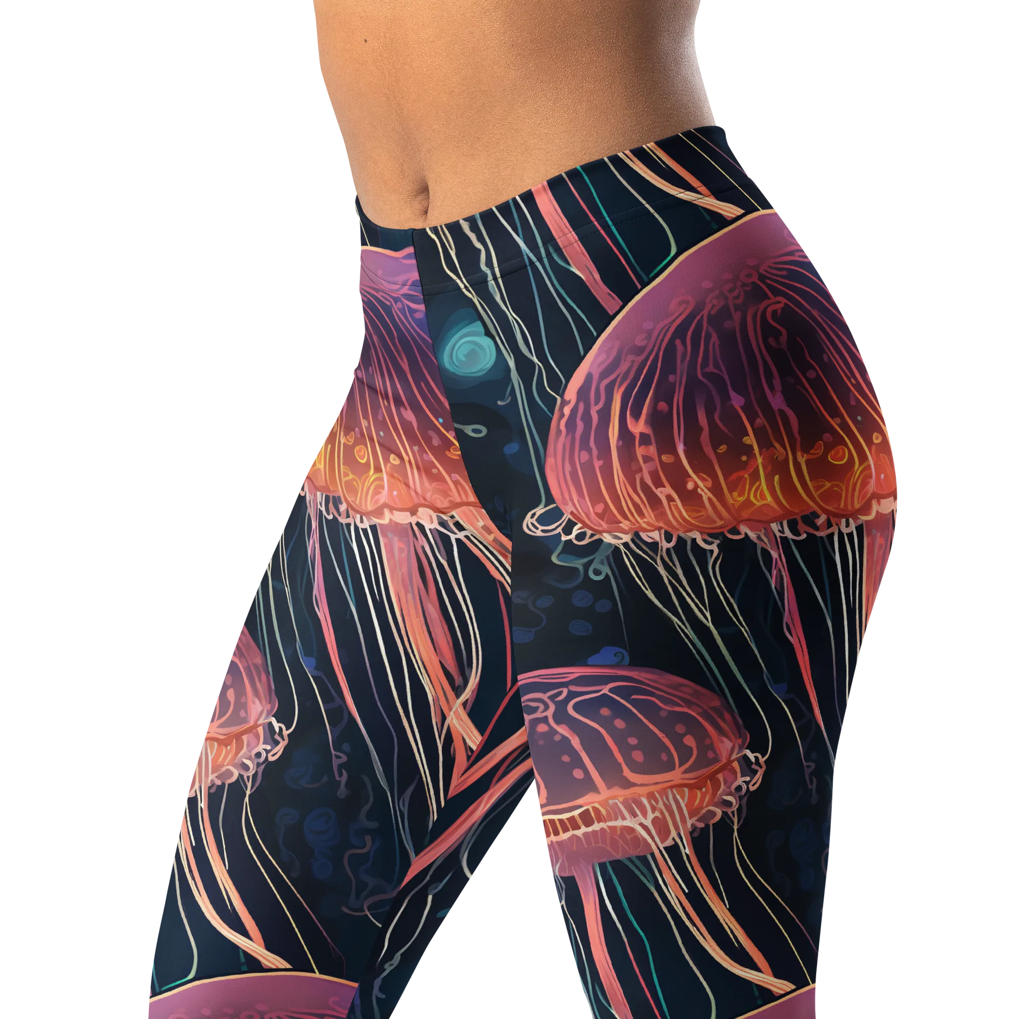 Jellyfish Nocturne on Leggings — Left Front