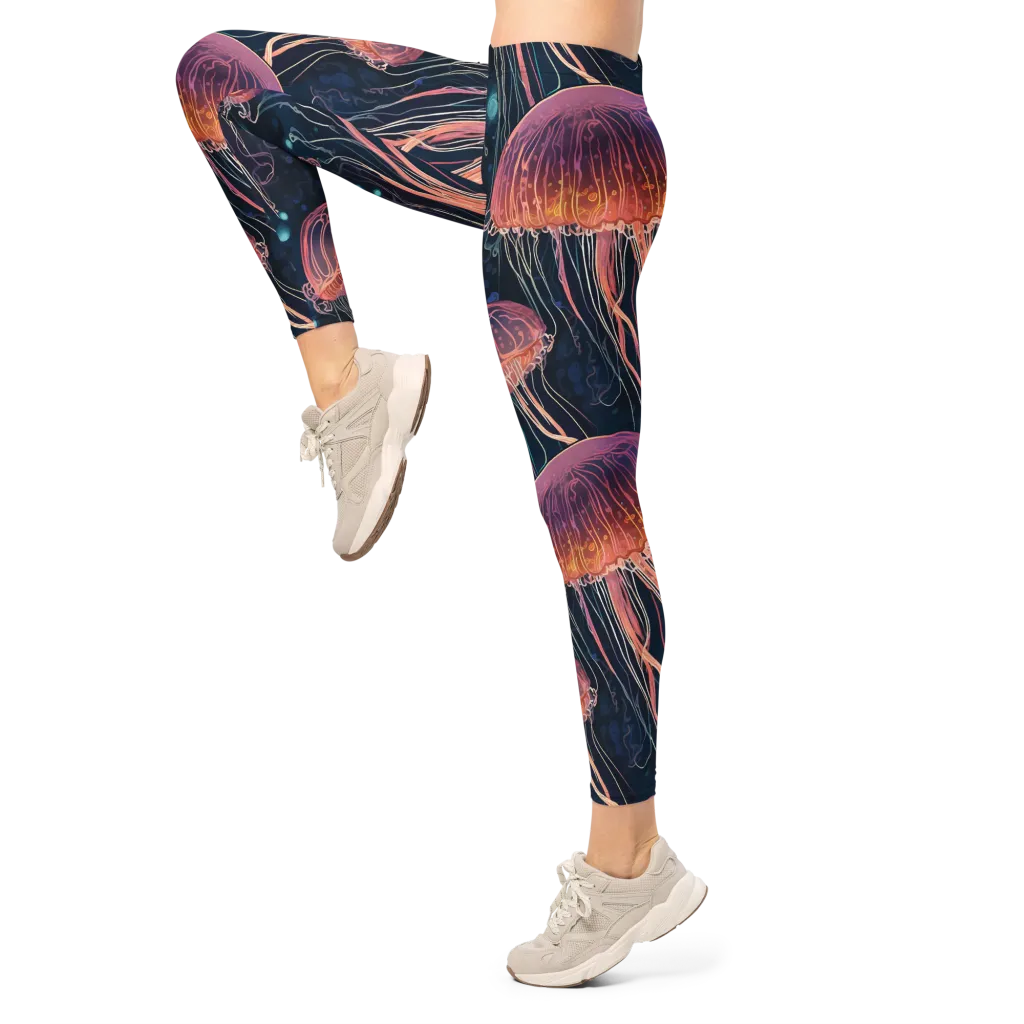 Jellyfish Nocturne on Leggings — Left
