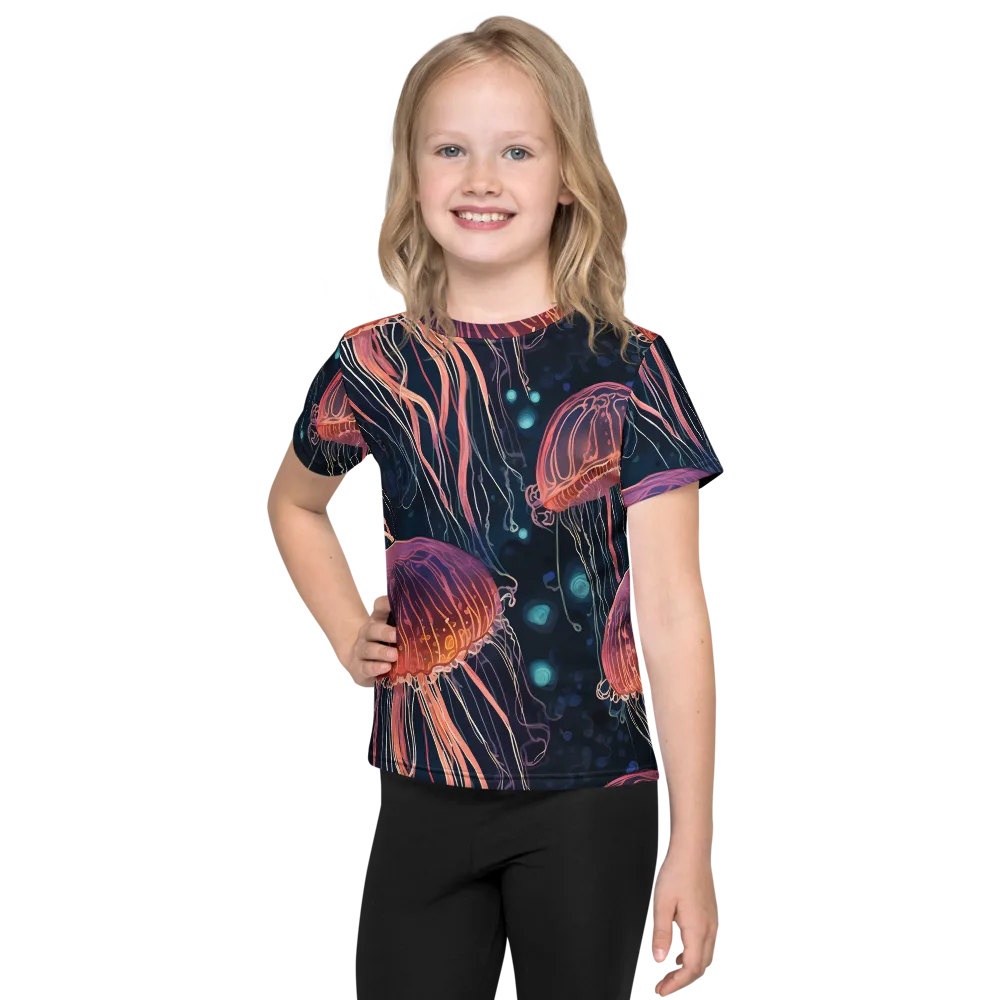 Jellyfish Nocturne on Kids Crew Neck T-Shirt — Front