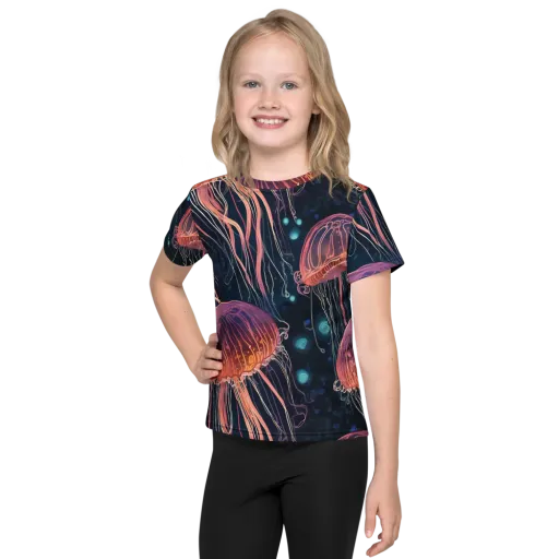 Jellyfish Nocturne on a Kids Crew Neck T-Shirt