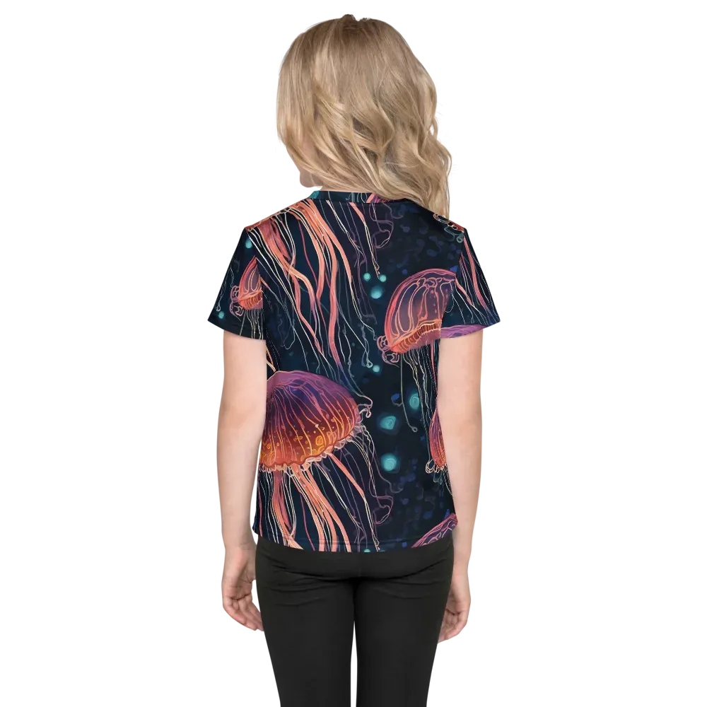 Jellyfish Nocturne on Kids Crew Neck T-Shirt — Back