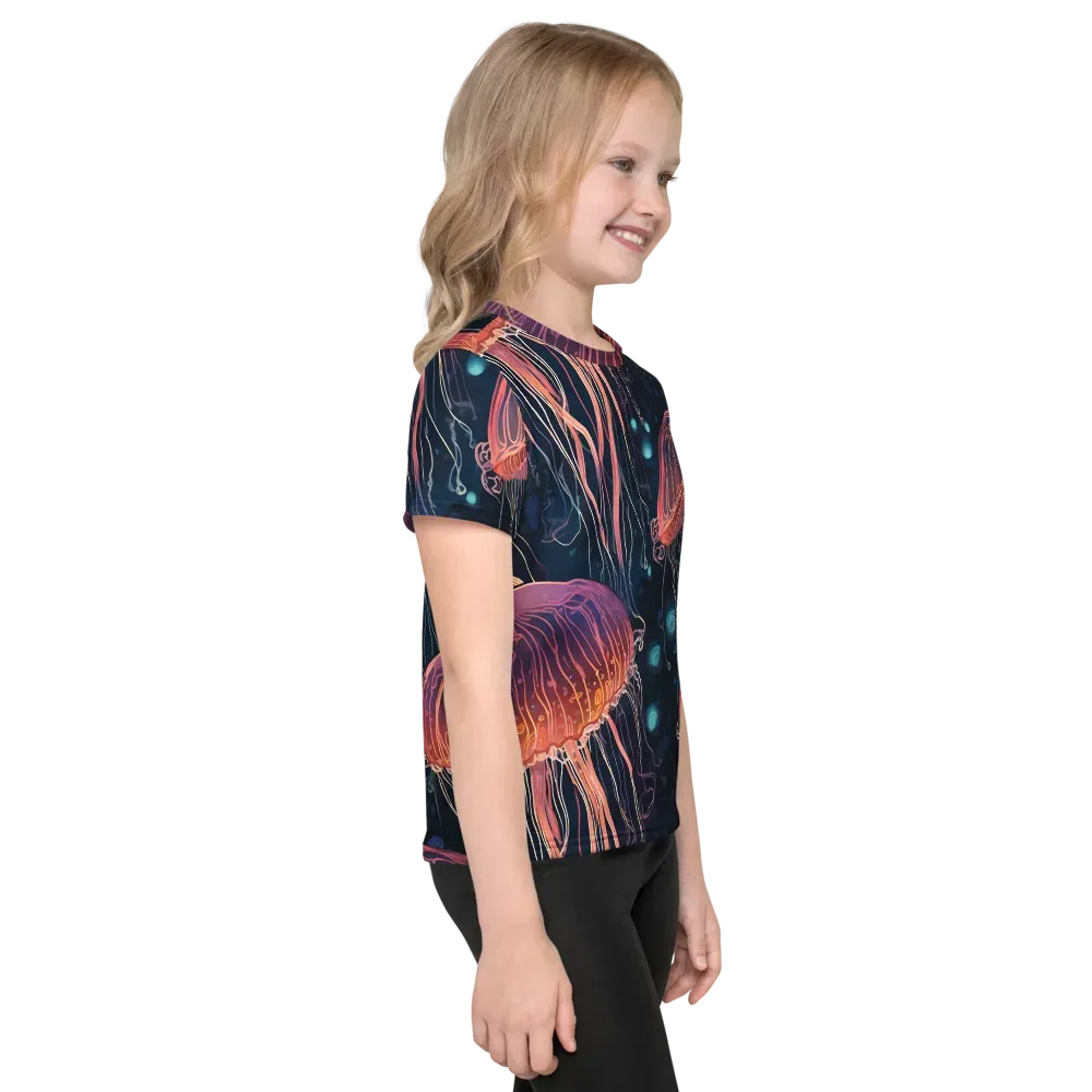 Jellyfish Nocturne on Kids Crew Neck T-Shirt — Right