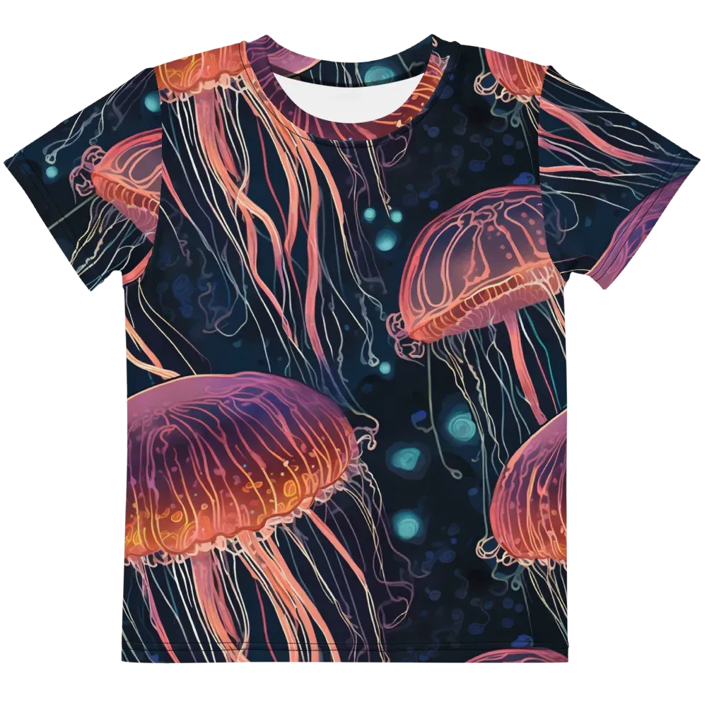 Jellyfish Nocturne on Kids Crew Neck T-Shirt — Front