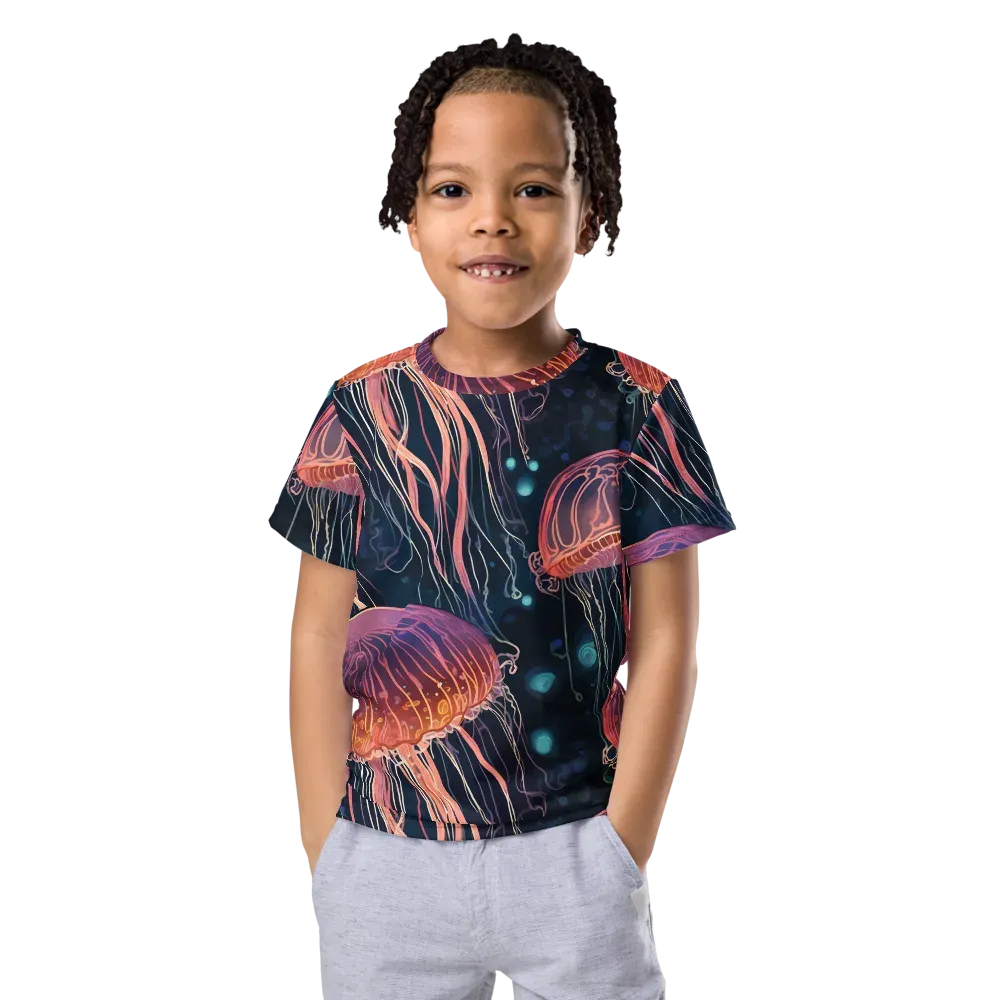 Jellyfish Nocturne on Kids Crew Neck T-Shirt — Front