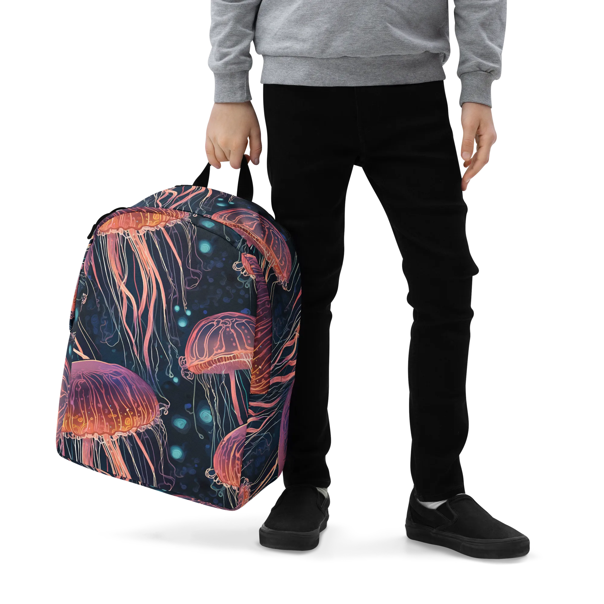 Jellyfish Nocturne on Minimalist Backpack — Zoomed-in