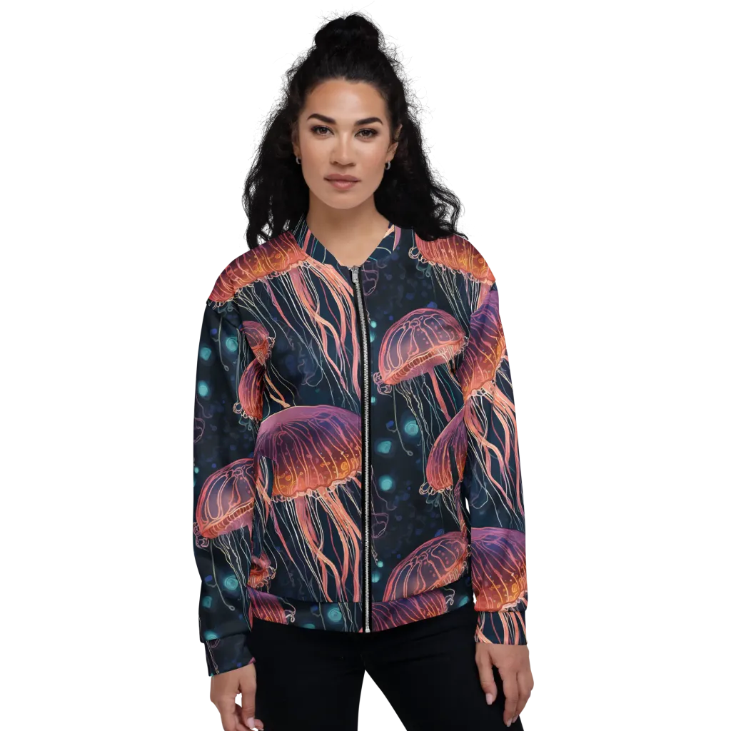 Jellyfish Nocturne on Bomber Jacket — Front