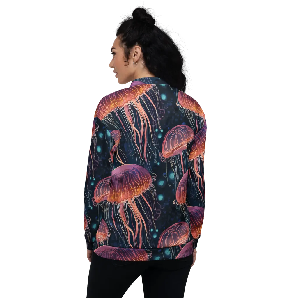 Jellyfish Nocturne on Bomber Jacket — Back