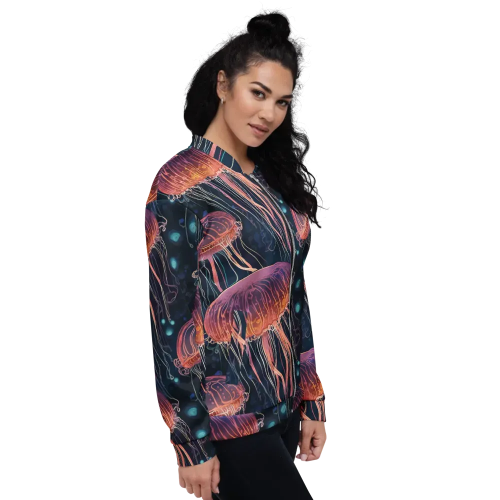 Jellyfish Nocturne on Bomber Jacket — Right