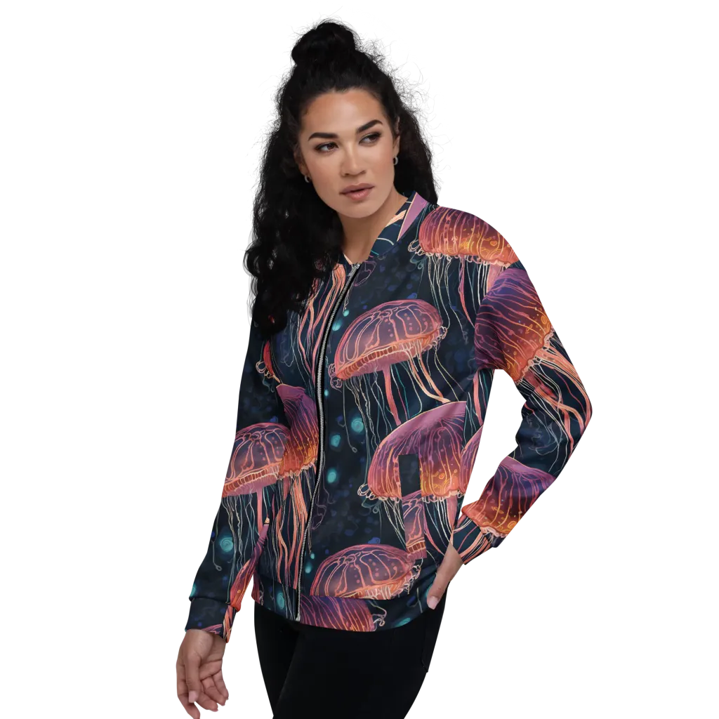 Jellyfish Nocturne on Bomber Jacket — Left